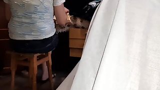 My Girlfriend Studies For Exam While Neighbor Eats My Pussy Under Blanket - Lesbian Threesome Teen Cheating