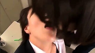 Slender Asian teacher indulges in lesbian sex with a student