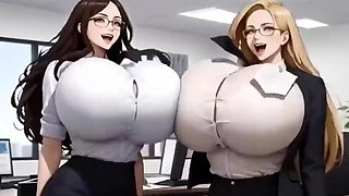 Hilarious XXL Udders Office, Ai Cartoon