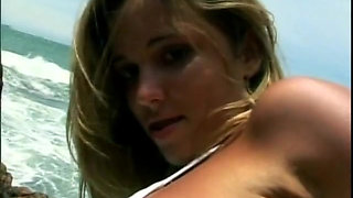 Naughty blondie ass fucked on the beach