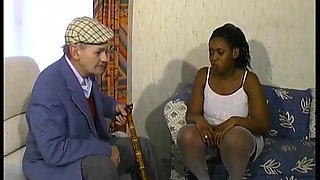 A Well-groomed Blackette Offers Her Pussy to a Perverse Old Man!