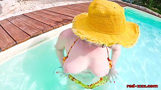 Red's blow and go outside in the pool