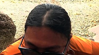 Public blow job at the beach Almost get caught