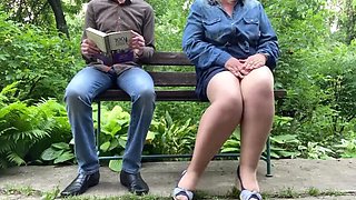 Steamy MILF Pisses in Nylon Pantyhose Outdoor - Big Ass BBW Mom Doggy Style