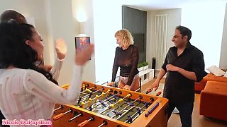 Hot MILF Strips for Table Football and Gets Fucked by BBC