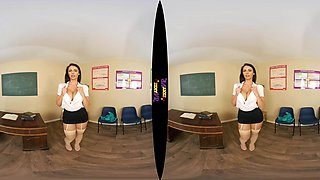Teacher Tease; Solo Striptease Teacher Student White Lingerie Nylon Thigh Highs