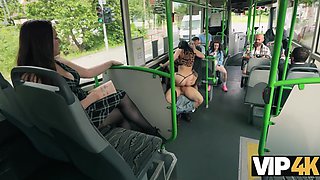Hot Slim Busty Brunette MILF Enjoys Wild Sex With a Stranger Right On the Bus Full Of Other People