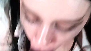 Homemade amateur riding cock cumshot swallow in lingerie