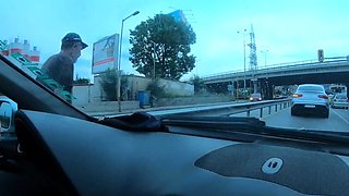 Naked Driving Leads to Quick Car Sex with Busty Czech Teen