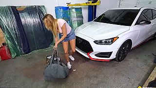 Alexis Rae Solves Her Car Problem With Her Big Tits And