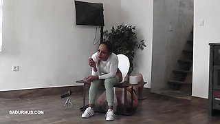 Mistress Nomi Melone Smokes and Pees on the Toilet Box