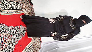 Arabic sexy hot girl wearing black hijab in house doing sensual dance, Desi Indian slut Amrozia shaking tits and ass on Arabic music