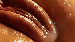 Beautiful Pussy Covered in Lubricant and Cum. Close-up