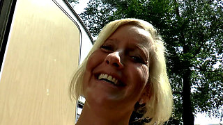 Blonde MILF Double Penetrated by Two Older Studs