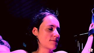 Lesbian Femdom Torments Slave Mila Maeve with Piercing Nipples, Agonizing Bondage Restraints and Sav