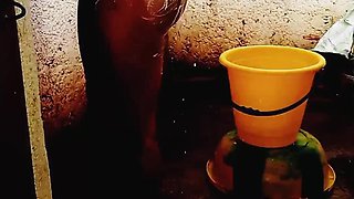 Outdoor Bathing My Pregnant Girlfriend in Dirty Environment