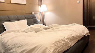 Cute amateur asian web cam girl playing with her toy