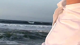 Blonde Amateur with Big Tits Is Walking Without a Bra