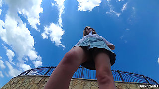 Skye Blue - Pantyless Outdoor up the Skirt