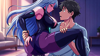 Android sex robot malfunctions and dominates her owner Hentai