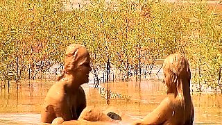 An awesome blond woman with big boobs part1