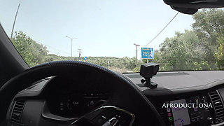 Squirting's and Golden Shower on the Way to the Beach in My Car