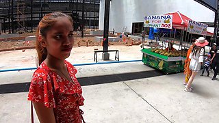 Elephants feeding with Thai girlfriend