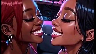 Beautiful Lesbians Tongue and Kiss Fetish, Ai Animation