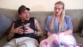 Stepdaughter Carly Rae seduces the boy next door to fuck when home alone