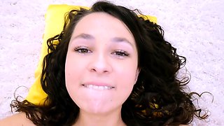 Small tit GF gives POV blowjob on my denim