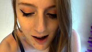 Cute amateur teen girl sucking and jerking boyfriend