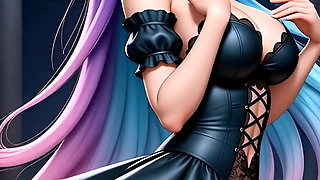 Hentai Gothic Girls with Dyed Hair Showing off Their Big Tits 2