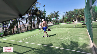 Mature Swingers Outdoor Tennis Court Reverse Gangbang