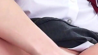 18 Year Old Ellie Shou Fucks Herself In Her Uniform