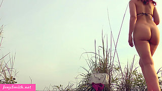 Public masturbation on a beach