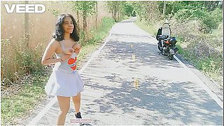 Korean Solo Female Does Public Cosplay Skirt Walking Nude