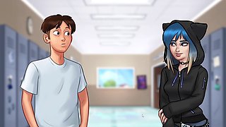 Naughty step-sister gets steamy in the principal's shower with her small boobs