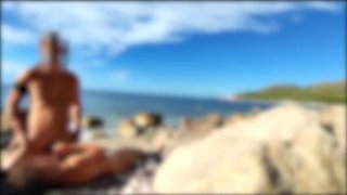 French Amateur Wife Miss Creamy Fucks Big Cock on Nude Beach - Public Sex & Cum in Mouth