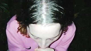 Blonde Stepsister Caught Sucking Cock in the Dark - Cum Swallowing Teen