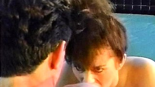 Outdoor brunette MILF pounding pussy