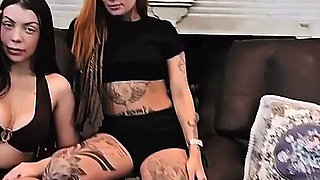 Red Hair and Long Tongues - Deep Wet Lesbian Kisses on the Leather Sofa