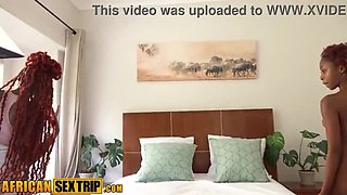 African Erotic Adventure - Fortunate White Visitor and Four Juicy Black Beauties