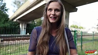 German Casting: Hairy Pussy Riddy Gets Multiple Orgasms from Rough Hardcore Fucking