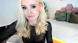 Blonde teen with huge breast masturbating on webcam