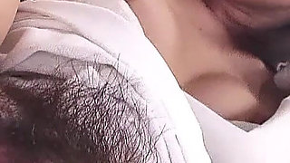 Doctor fucks Japan skinny nurse teen with hairy pussy