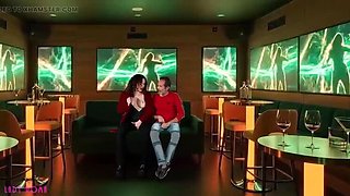 Hot Latina Wife Cheats in VIP Room - Cuckold Husband Films Handjob & Cumshot on Big Natural Tits