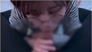 Glasses Girl Gets Caught By The Smell Of Dick And Sucks Up A Lot Of Sperm