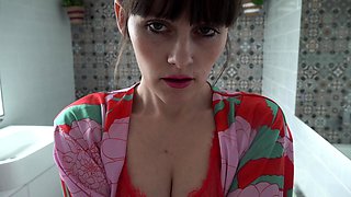 Amateur hot goth teen gives a POV blowjob