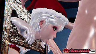 Big Tits Mrs. Claus in Xmas 3D Animation - Tongue Dick Licking, Bondage Blowjob with Close-up Pussy Shots, Handjob Cumshot