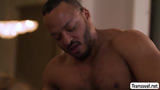Horny shemale and -Censored- black dude anal fuck